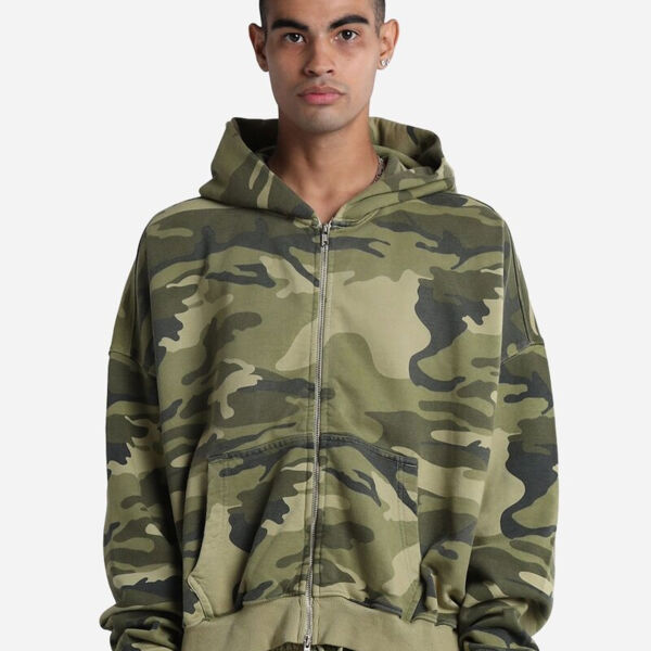 Unisex Garment-Dyed Cropped Full-Zip Hooded Sweatshirt Thumbnail