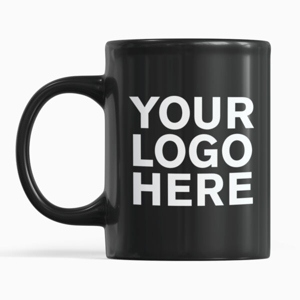 11oz. Personalized Black Ceramic Mugs with White Sublimation Patch Thumbnail